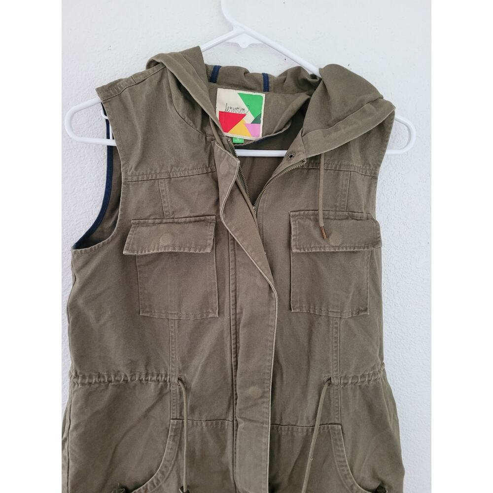 Fervour Women's‎ Army Green Hooded Utility Vest - Small #8/16